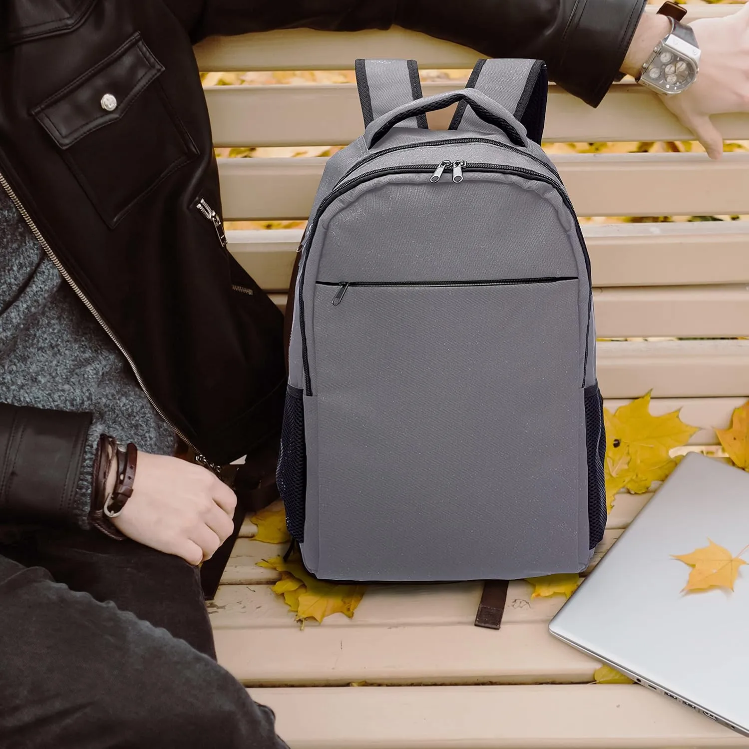 DISCOUNT PROMOS Tempe Backpacks with Laptop Pocket Set of 6, Bulk Pack - Bring Everywhere You Go, Perfect for Travellers, Employees and for Everyday Use - Grey