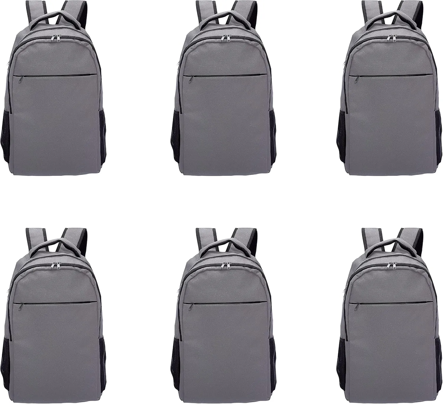 DISCOUNT PROMOS Tempe Backpacks with Laptop Pocket Set of 6, Bulk Pack - Bring Everywhere You Go, Perfect for Travellers, Employees and for Everyday Use - Grey