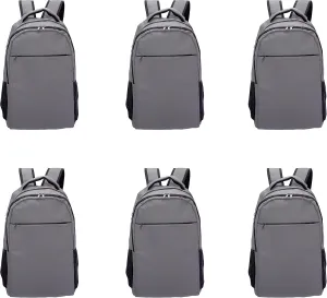 DISCOUNT PROMOS Tempe Backpacks with Laptop Pocket Set of 6, Bulk Pack - Bring Everywhere You Go, Perfect for Travellers, Employees and for Everyday Use - Grey
