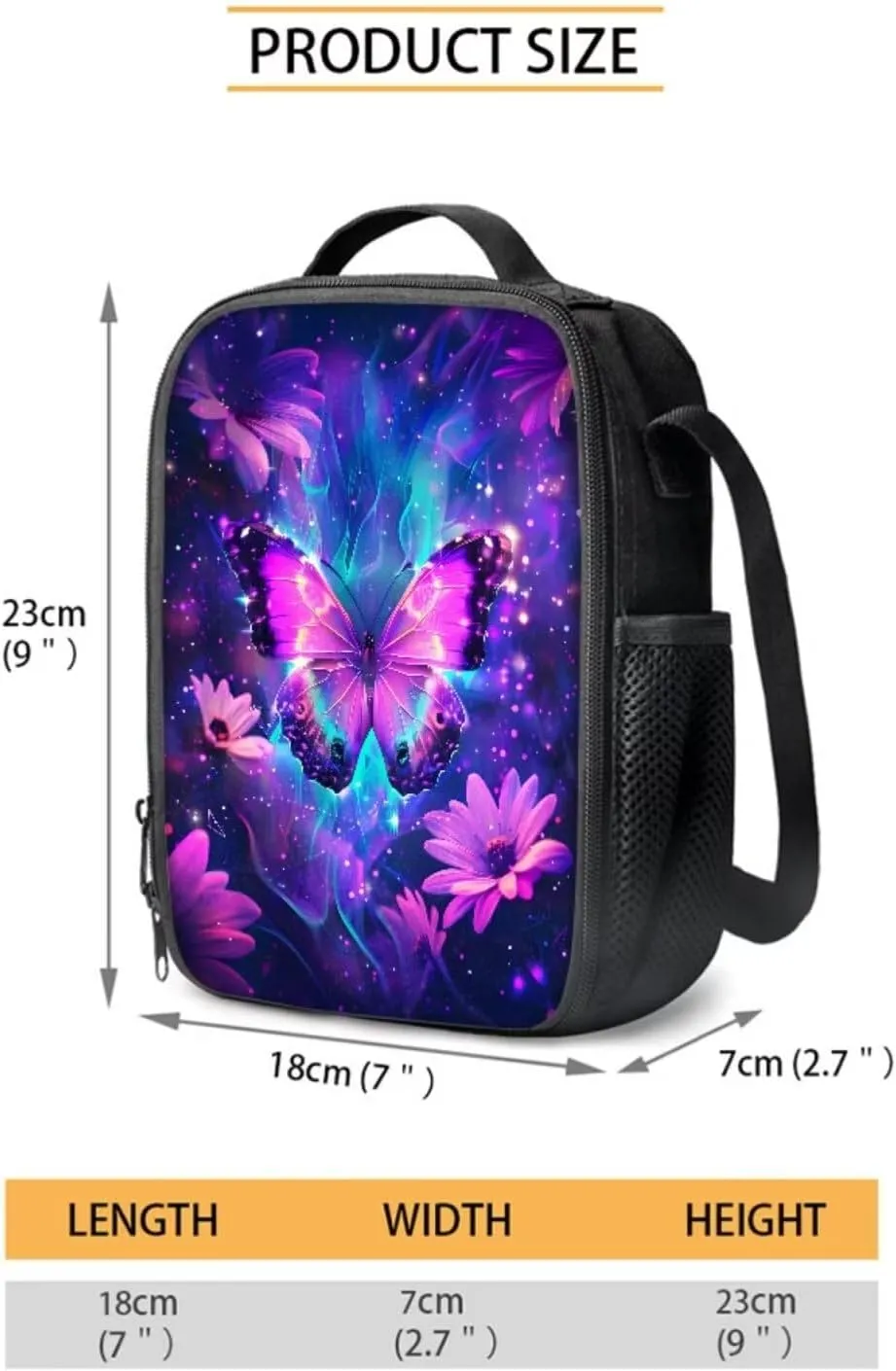 DISNIMO Purple Butterfly Backpack for School Girls Flower Cute Girls Backpacks Ages 8-10 Elementary Backpack with Lunch Box Pencil Case 3 Pcs Kids Backpack School Bag Set Junior Children Schoolbag