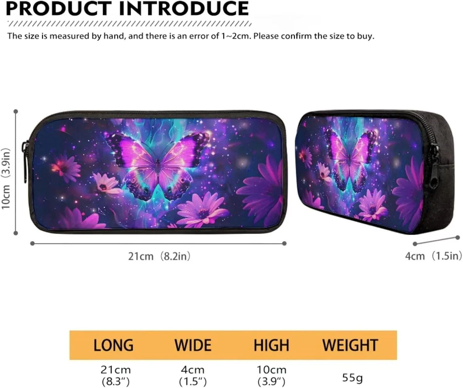 DISNIMO Purple Butterfly Backpack for School Girls Flower Cute Girls Backpacks Ages 8-10 Elementary Backpack with Lunch Box Pencil Case 3 Pcs Kids Backpack School Bag Set Junior Children Schoolbag