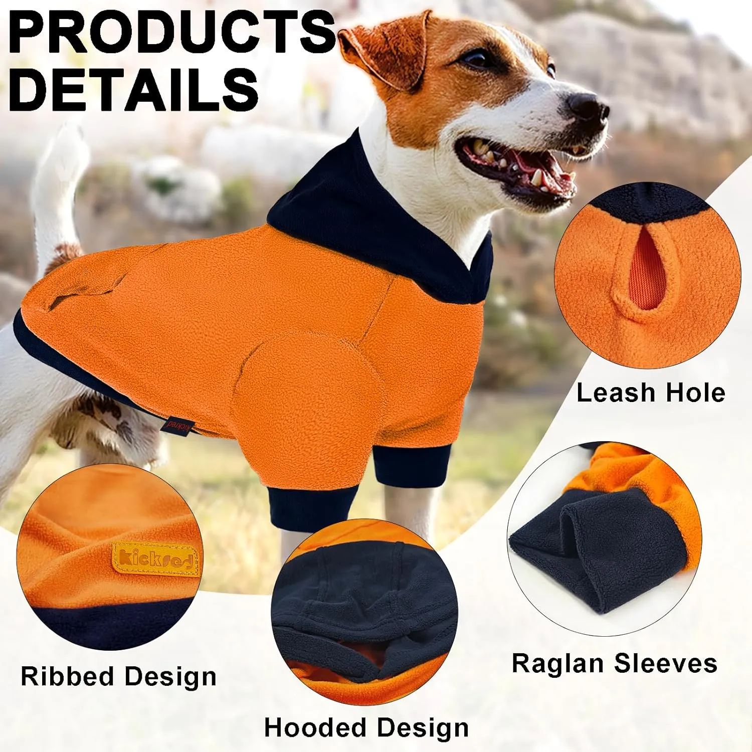 Dog Hoodie Sweatshirts, Fleece Warm Sweater for Dogs, Pet Warm Sweatshirt, Granular Velvet Sweater with Hat and Leash Hole, Soft Velvet Outfit Coat for Small Medium Large Dogs
