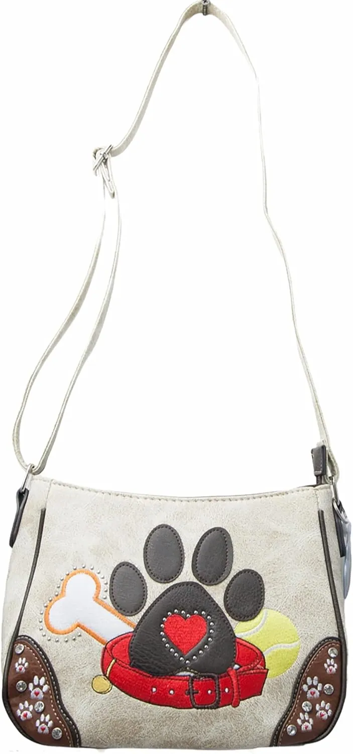 Dog Paw Print Handbag Small Crossbody Bag Shoulder Purse Women Western Style