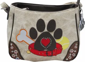 Dog Paw Print Handbag Small Crossbody Bag Shoulder Purse Women Western Style