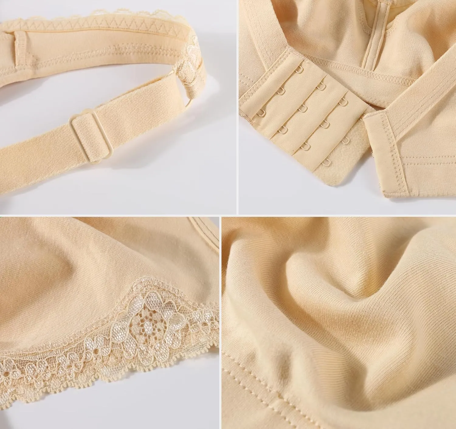 DotVol Women's Comfort Embroidered Lace Non Foam Wirefree Lift Cotton Everyday Bra