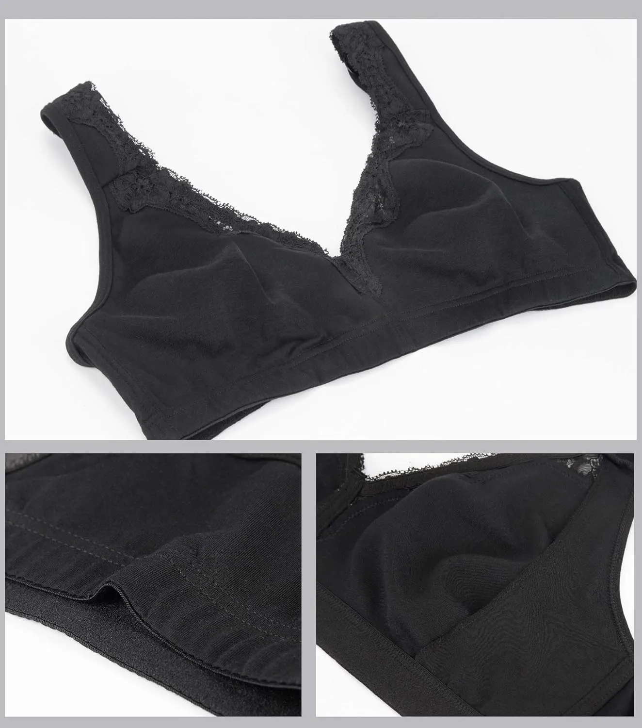 DotVol Women's Comfort Embroidered Lace Non Foam Wirefree Lift Cotton Everyday Bra
