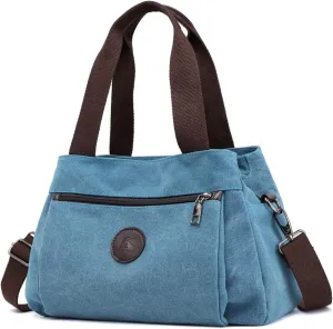 DOURR Hobo Handbags Canvas Crossbody Bags for Women, Multi Compartment Tote Purse Medium Satchel
