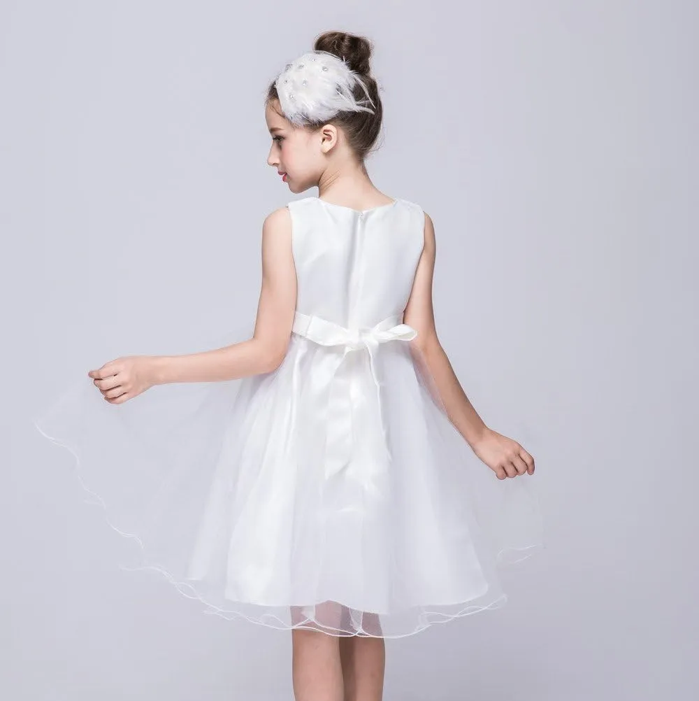 DreamHigh Wedding Flower Girl's Sequined Shining Crystal Waist Evening Dress up 2-12 Years