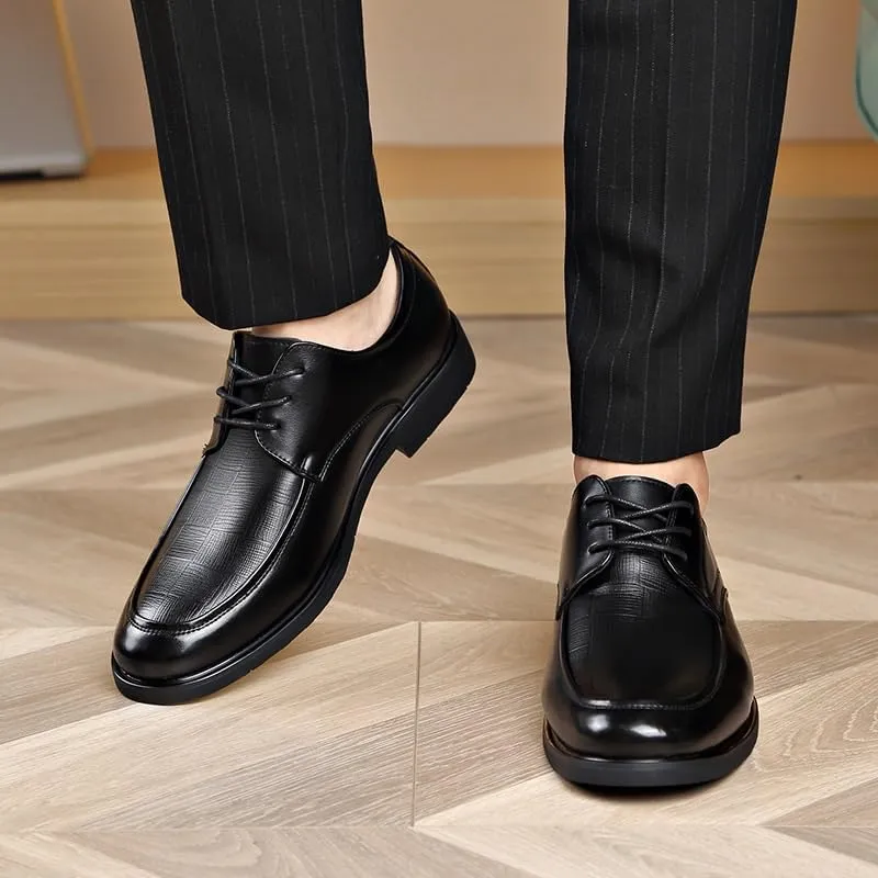 Dress Formal Shoes for Men Classic Lace Up Uniform Plain Toe Luxury Leather Party Wedding Anti-Slip Non Slip Classic