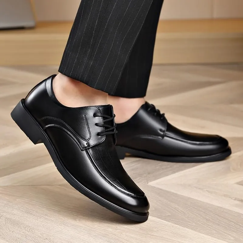Dress Formal Shoes for Men Classic Lace Up Uniform Plain Toe Luxury Leather Party Wedding Anti-Slip Non Slip Classic
