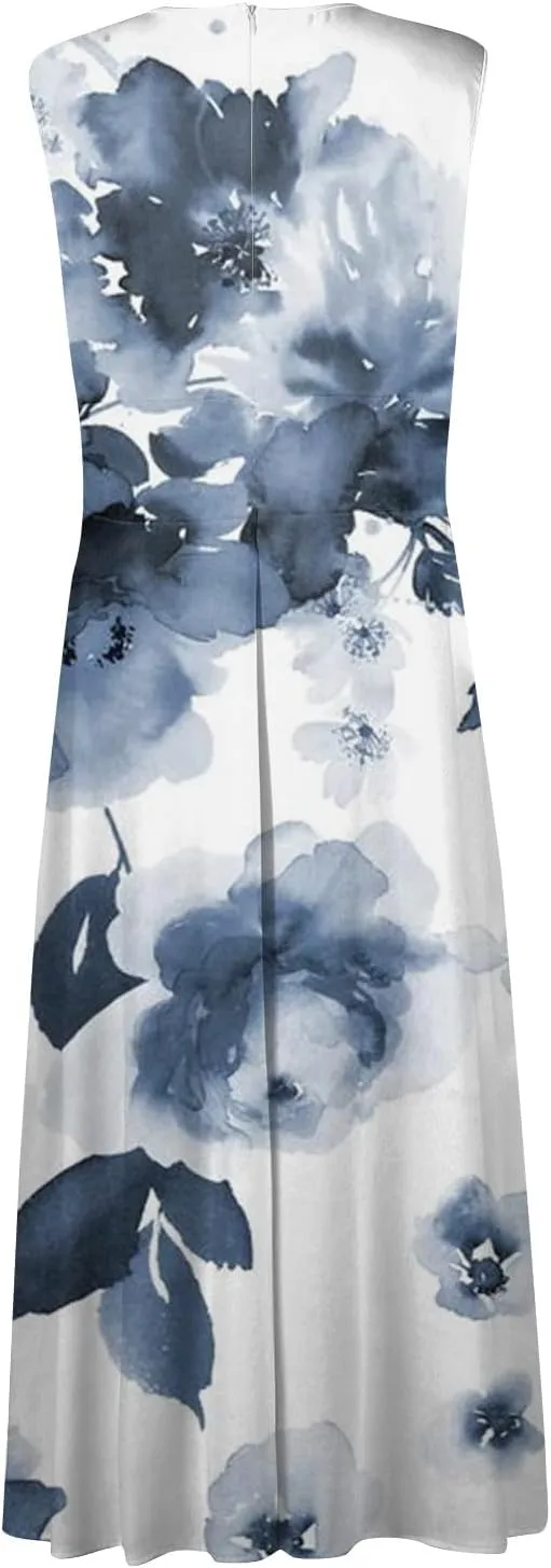 Dresses for Women 2024,Women's Summer Maxi Dress Casual Swing Flowy Floral Fashion Basic Sundresses