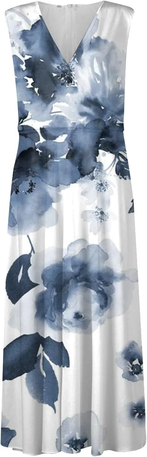 Dresses for Women 2024,Women's Summer Maxi Dress Casual Swing Flowy Floral Fashion Basic Sundresses