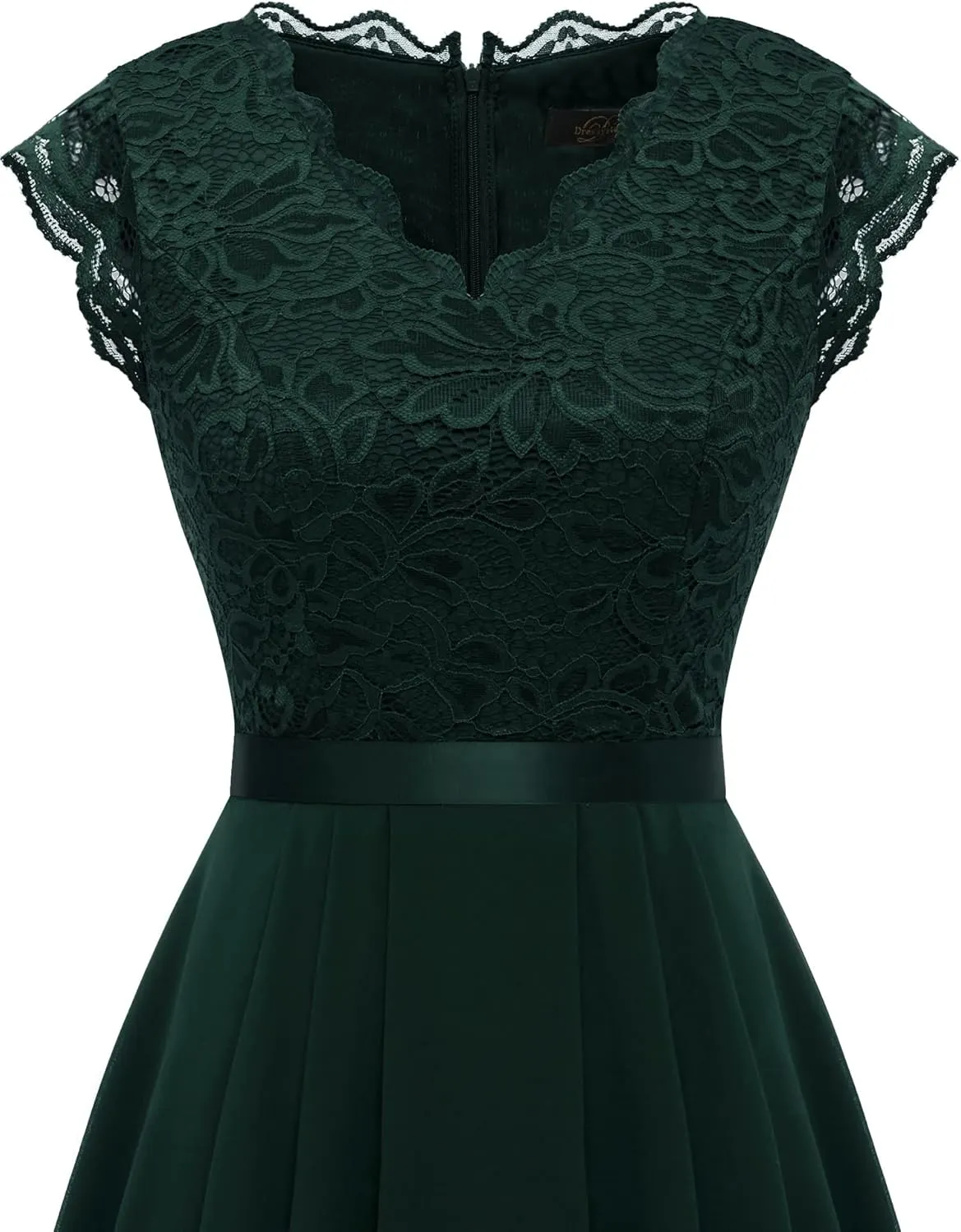 Dressystar Women's V Neck Sleeveless Lace Bridesmaid Dress Wedding Party Gown