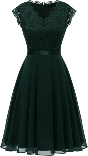 Dressystar Women's V Neck Sleeveless Lace Bridesmaid Dress Wedding Party Gown