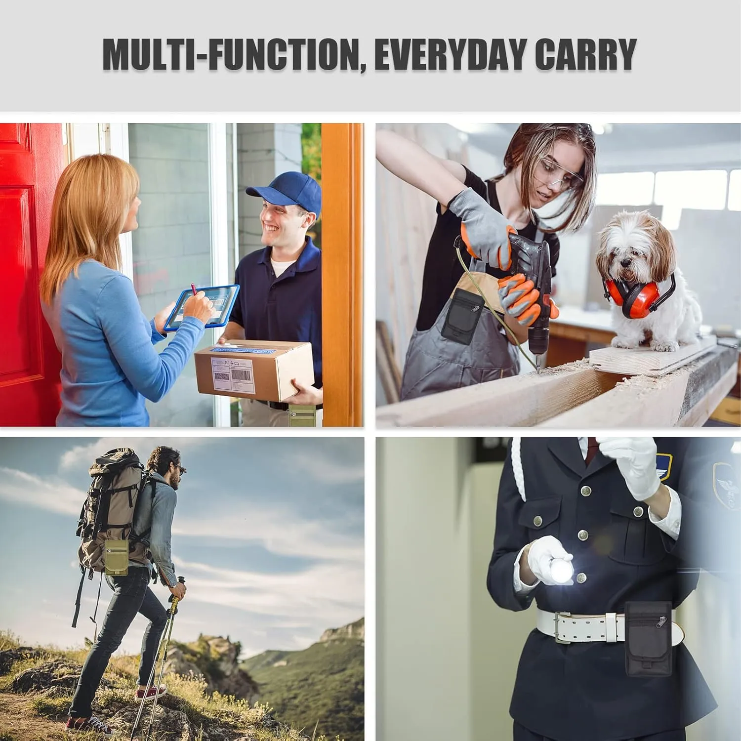Dual Phone Holster,Belt Phone Pouch, Large Smartphone Pouch Cell Phone Holder, Multi-Purpose Tactical Cell Phone Holder for Work, Hiking, Camping, Barbecue, Rescue (Black)