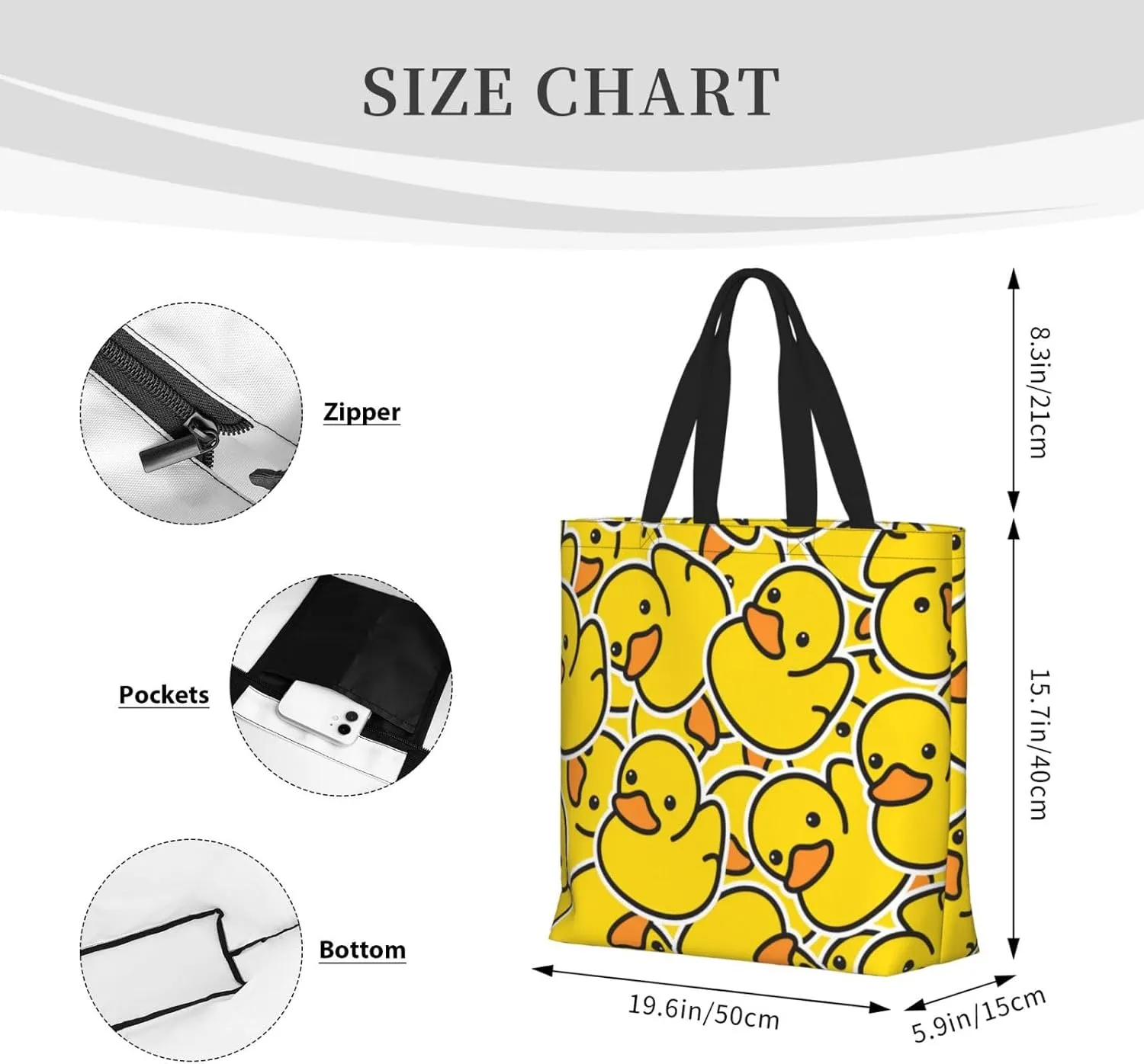 Duck Tote Bag For Women Casual Shoulder Bag Handbag Waterproof Crossbody Handbags Reusable For Beach Travel Shopping