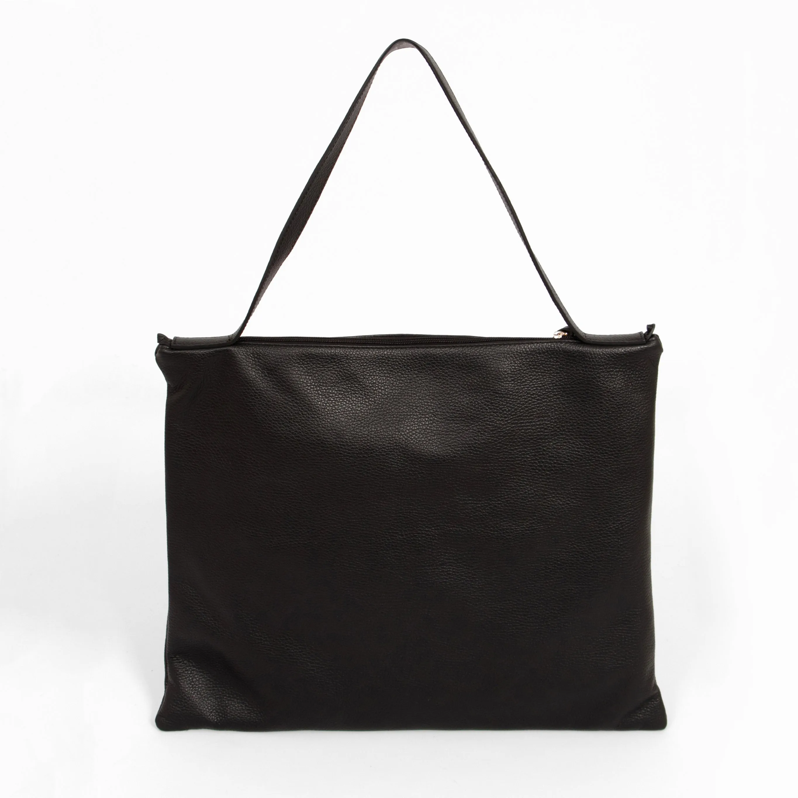 Dulce Italian Leather Large Tote Bag - Black, Pebbled