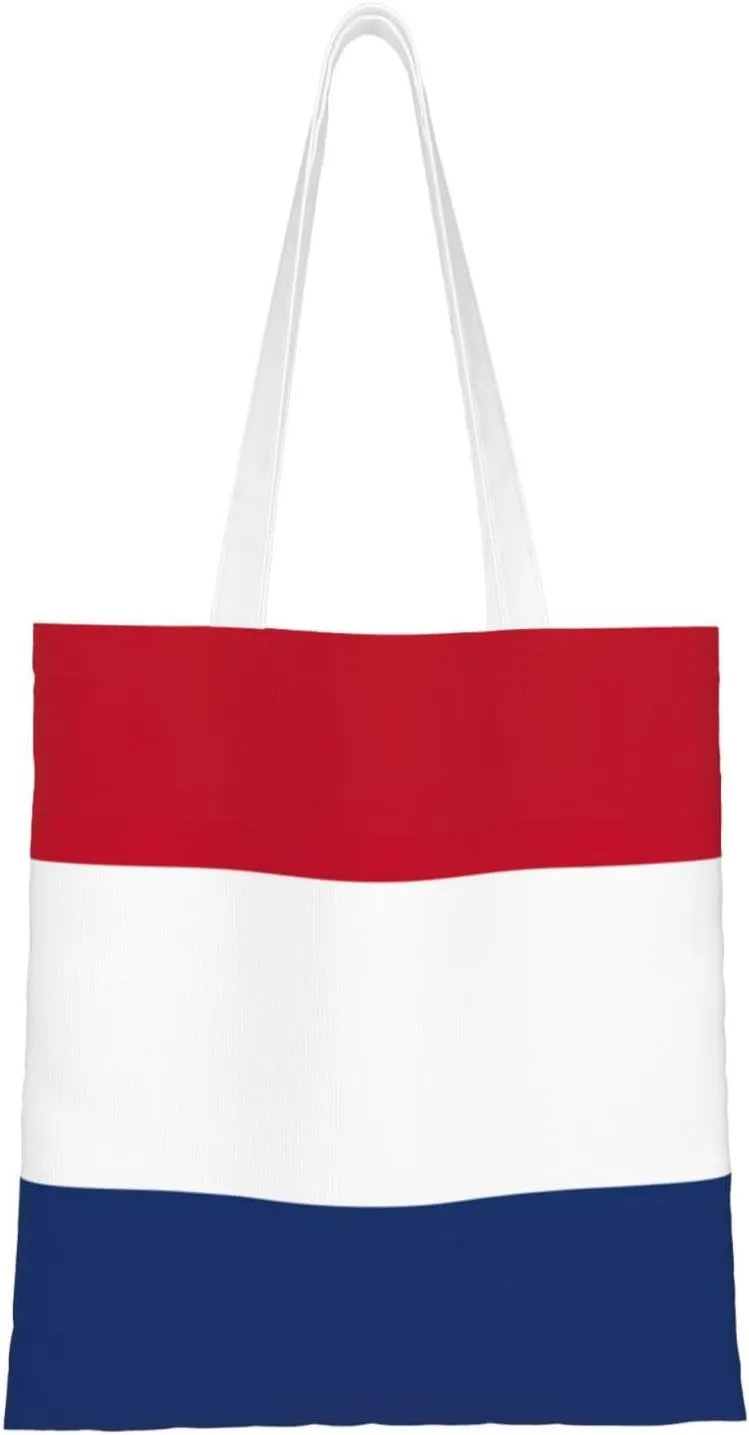 Dutch flag print Canvas Tote Bag for Women,Womens Purse Handbags for Travel Beach Nurse College Gift