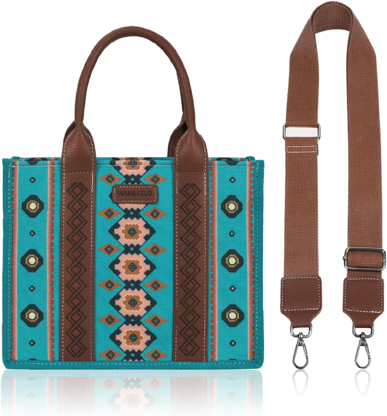 Dyalsa Tote Bag for Women Canvas Western Printed Purses Shoulder Boho Aztec Handbags with Ajustable Shoulder Strap