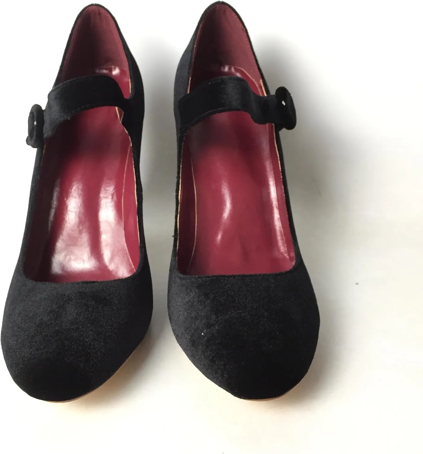 Elegant Women's Mary Jane Shoes Round Toe High Heels Pumps Block Heel Buckle Strap Black Vevlet for Ladies Party Work & Career