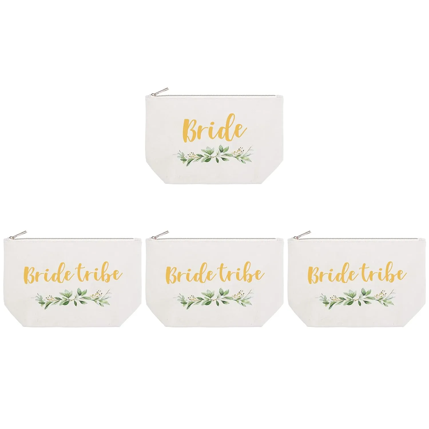 ELEGANTPARK Bride Tribe Gifts Set of 4 Wedding Gifts for Bride Tribe Cosmetic Bag Travel Makeup Bag for Women Bridal Shower Bachelorette Party Pouch Zipper Canvas