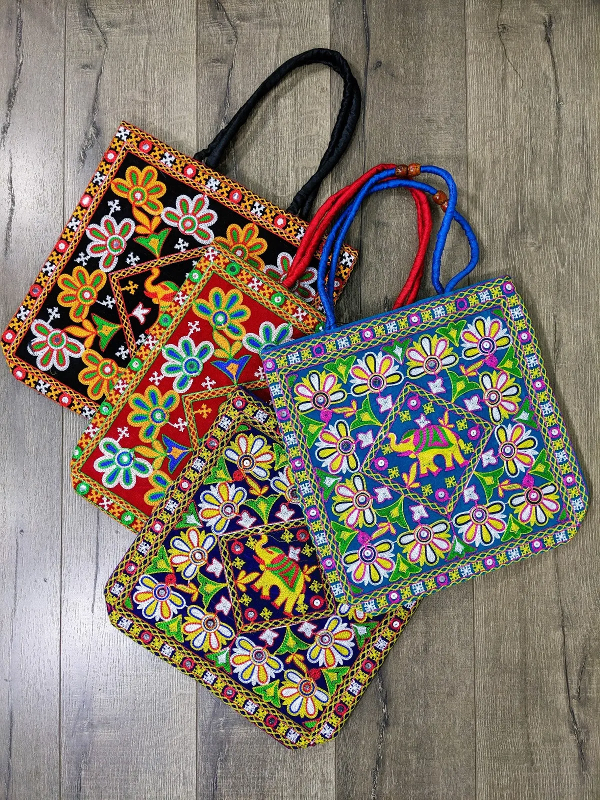 Elephant Embroidered Shopping Bag