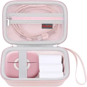 Elonbo Carrying Case Compatible with HUIJUTCHEN/Cabaro Wireless Mini Sticker Pocket Printer, Bluetooth Smart Portable Receipt Photo Printer Travel Bag, Inkless Thermal Printer Storage Holder, Pink