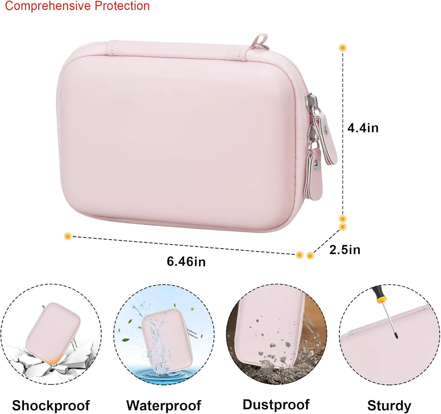 Elonbo Carrying Case Compatible with HUIJUTCHEN/Cabaro Wireless Mini Sticker Pocket Printer, Bluetooth Smart Portable Receipt Photo Printer Travel Bag, Inkless Thermal Printer Storage Holder, Pink