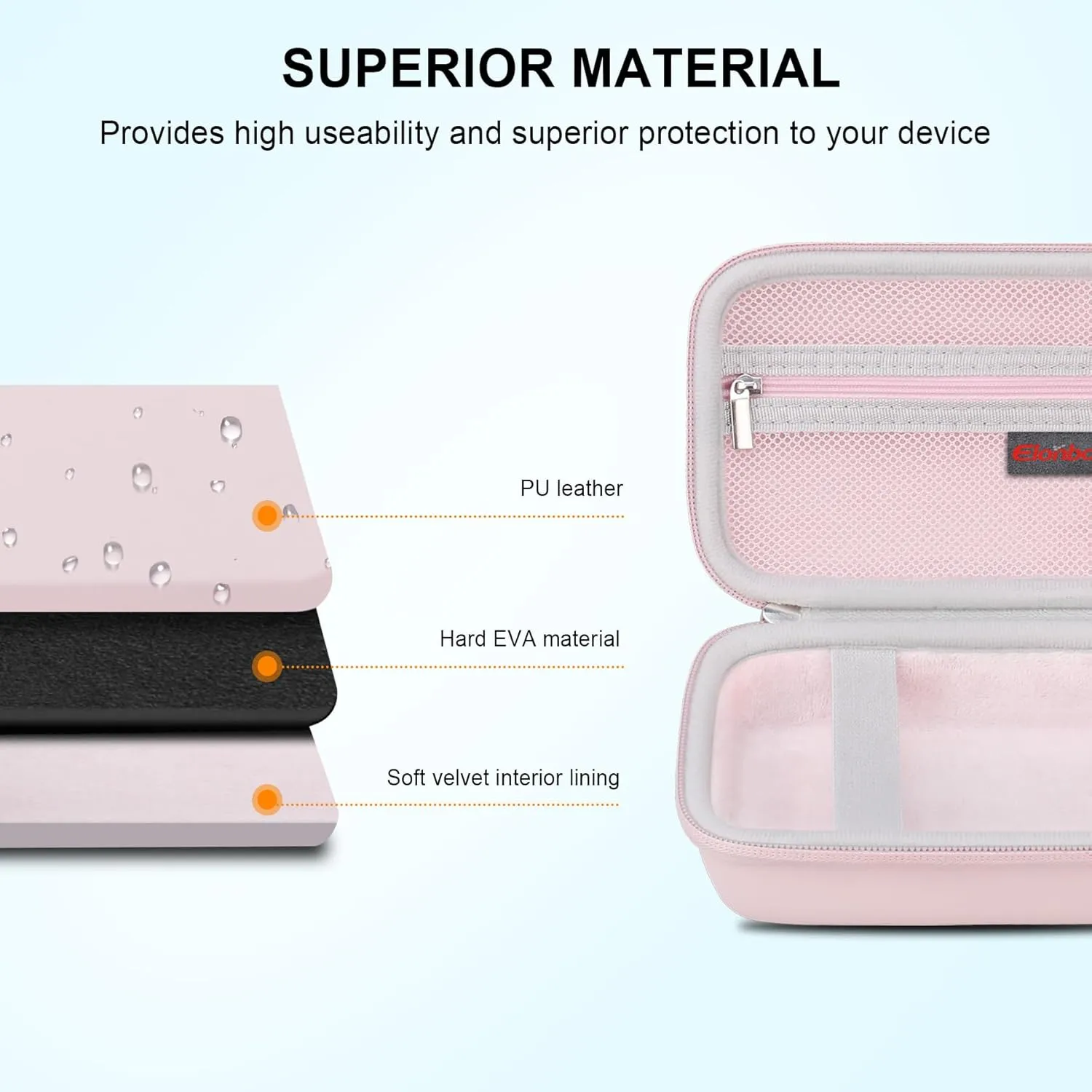 Elonbo Carrying Case Compatible with HUIJUTCHEN/Cabaro Wireless Mini Sticker Pocket Printer, Bluetooth Smart Portable Receipt Photo Printer Travel Bag, Inkless Thermal Printer Storage Holder, Pink