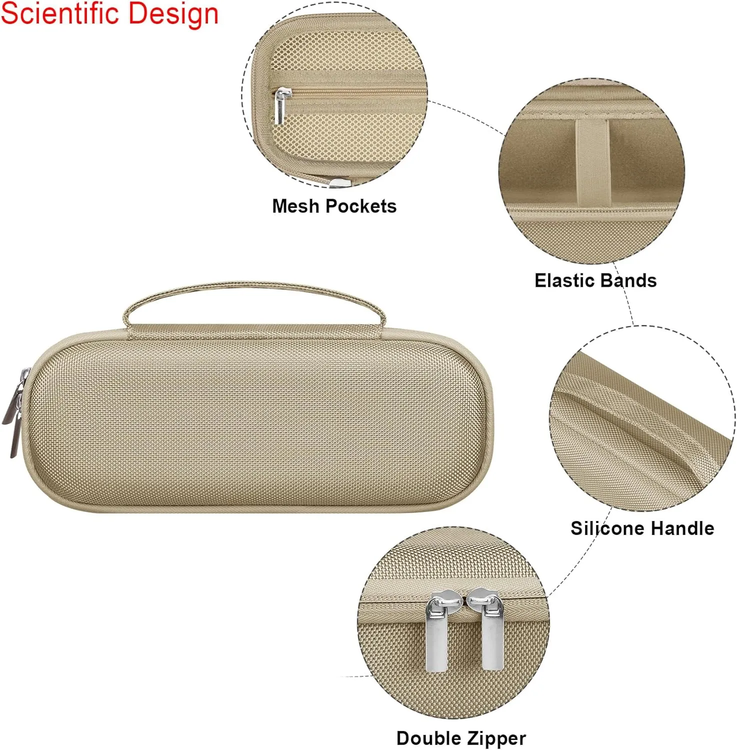 Elonbo Carrying Case ​for Beats Pill (2024 Release)-Portable Bluetooth Speaker, Beats Pill Speaker Travel Bag Storage Holder, Mesh Pocket Fits Charger, Champagne Gold