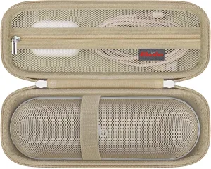 Elonbo Carrying Case ​for Beats Pill (2024 Release)-Portable Bluetooth Speaker, Beats Pill Speaker Travel Bag Storage Holder, Mesh Pocket Fits Charger, Champagne Gold