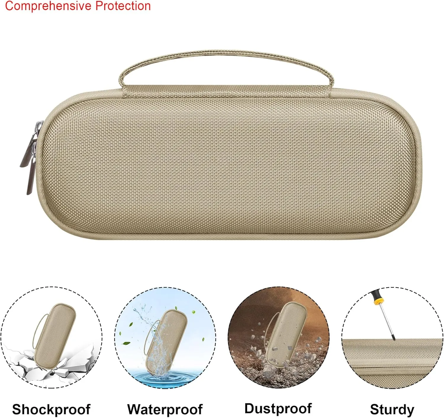 Elonbo Carrying Case ​for Beats Pill (2024 Release)-Portable Bluetooth Speaker, Beats Pill Speaker Travel Bag Storage Holder, Mesh Pocket Fits Charger, Champagne Gold