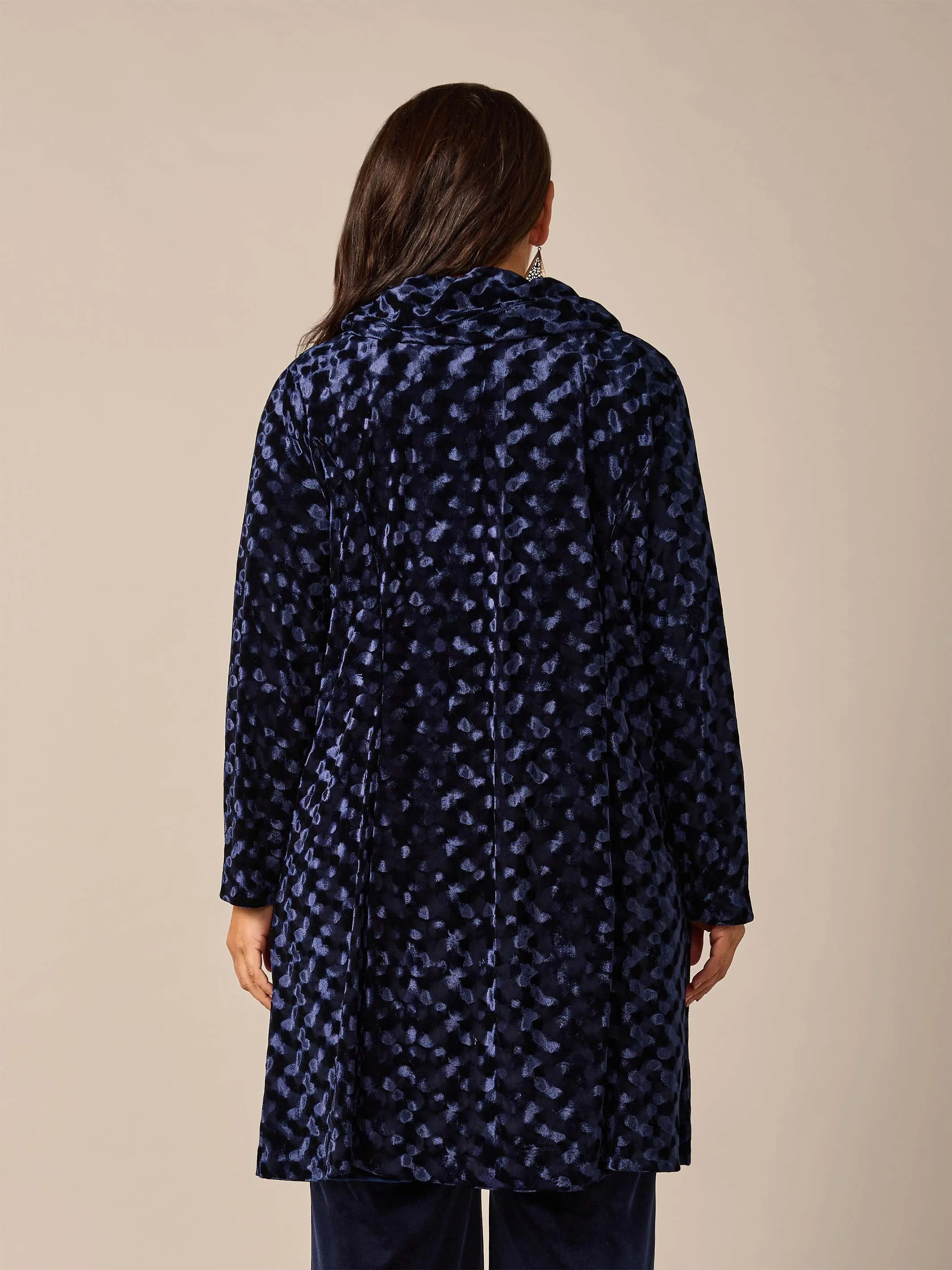 Embossed Longline Evening Jacket - Navy