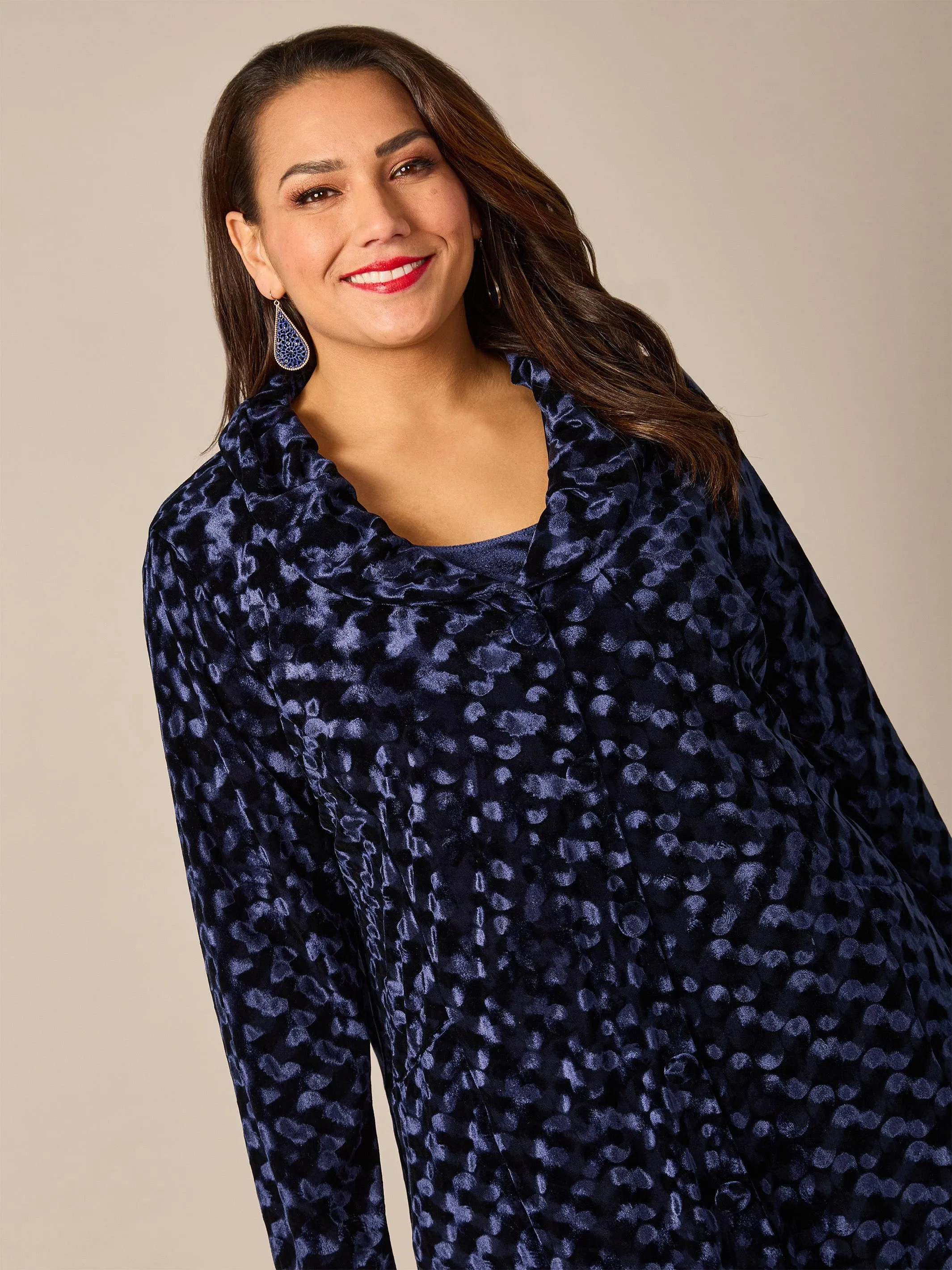 Embossed Longline Evening Jacket - Navy