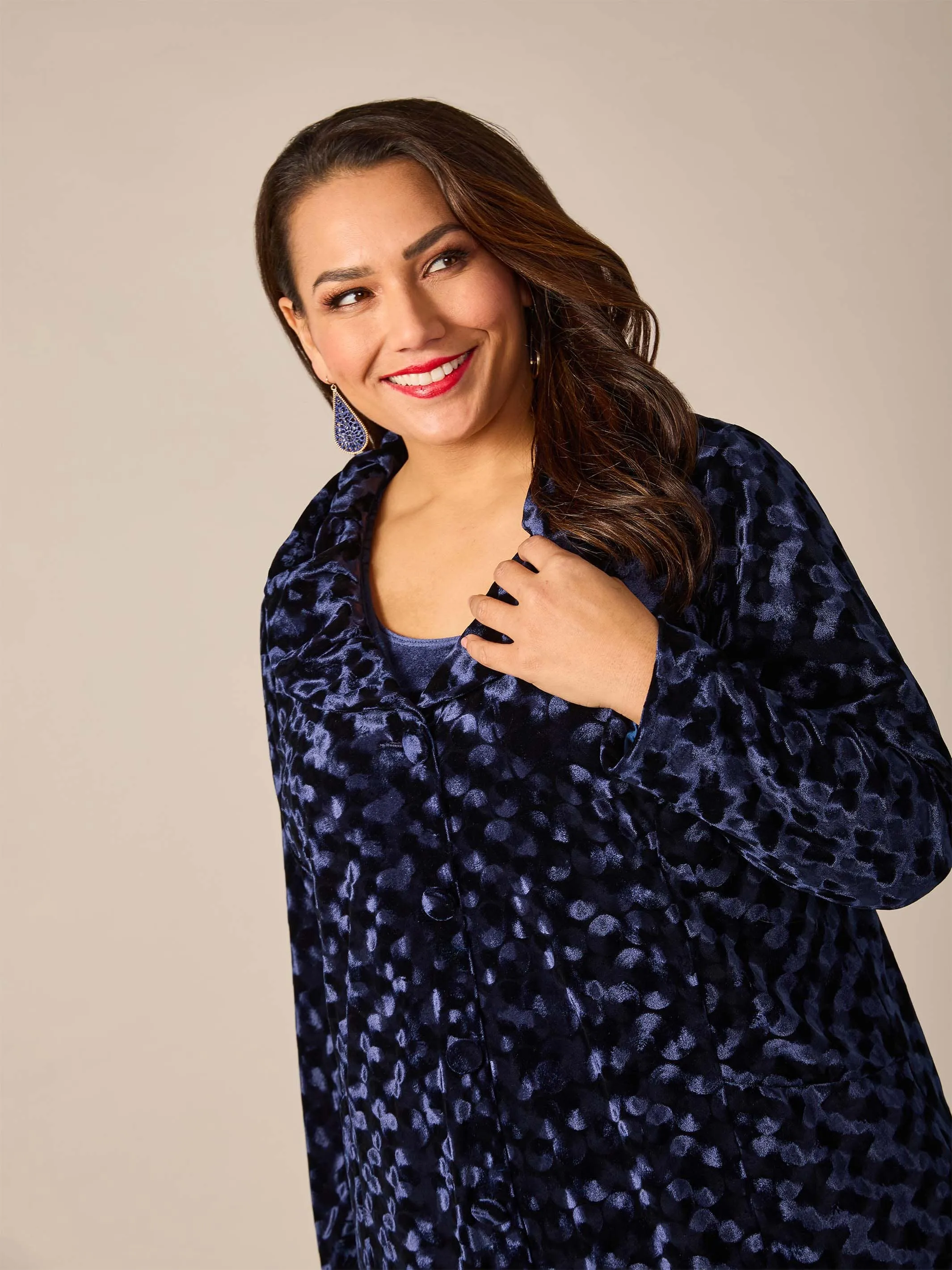 Embossed Longline Evening Jacket - Navy