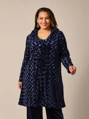 Embossed Longline Evening Jacket - Navy