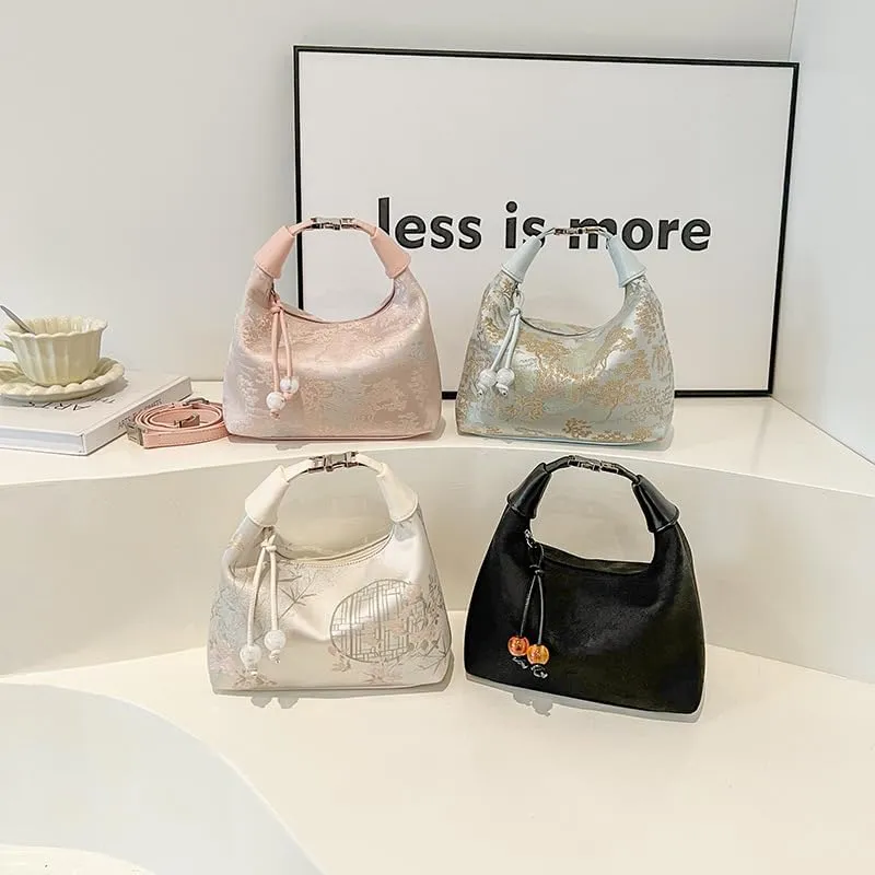 Embroidered Chinese Style Dumpling Bag Handheld Chinese Daily Single Shoulder Crossbody Bag
