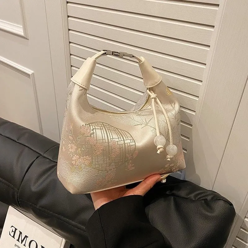 Embroidered Chinese Style Dumpling Bag Handheld Chinese Daily Single Shoulder Crossbody Bag