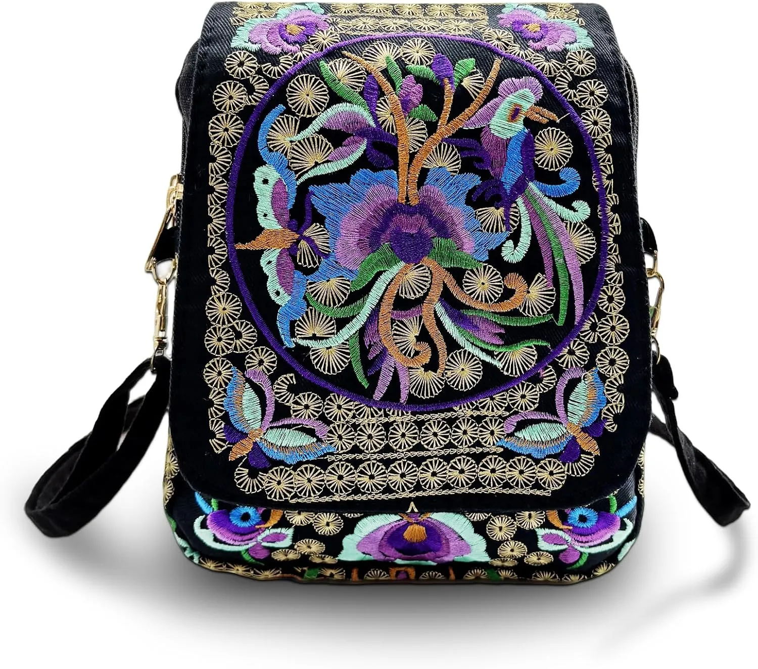 Embroidered Crossbody Bag Boho Ethnic Shoulder Bag Vintage Handmade Women Cellphone Pouch Small Handbag Coin Purse