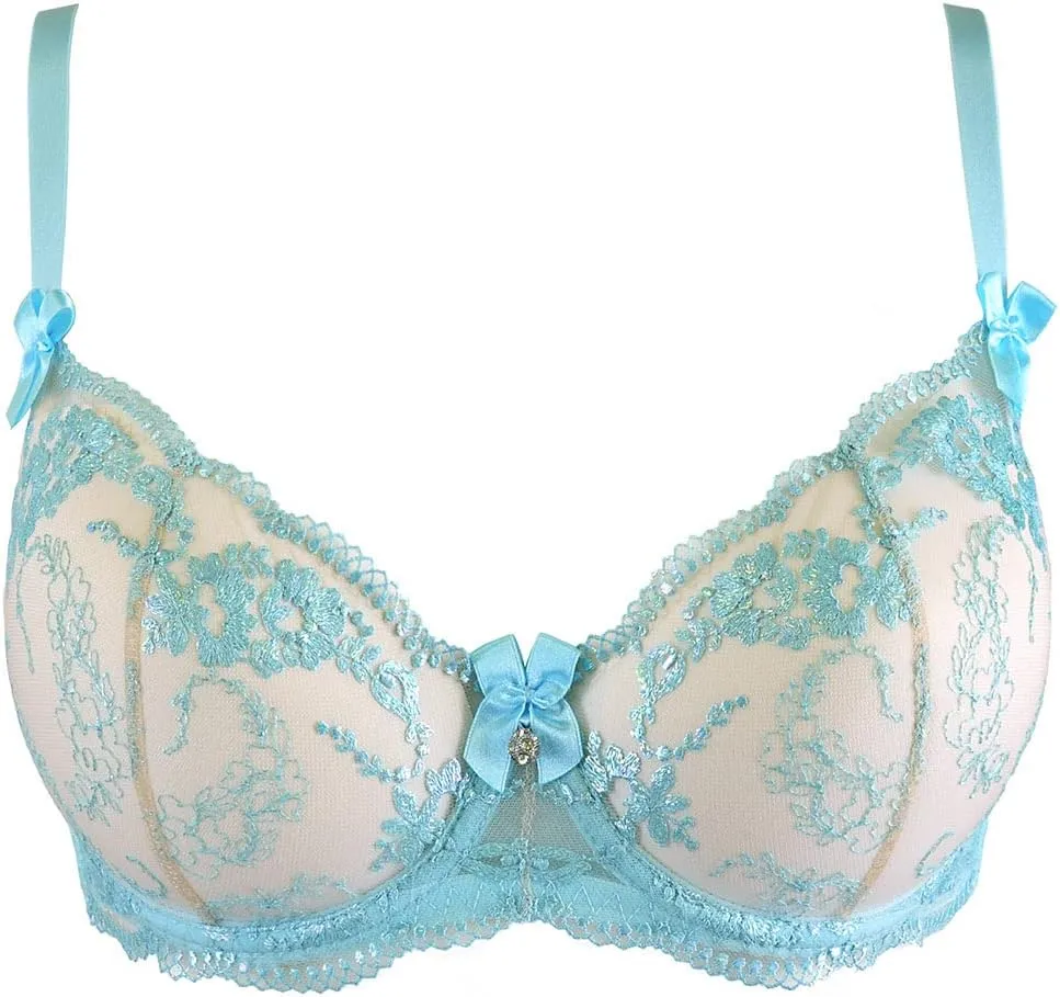 Embroidered Tulle Non-Padded Bra V-10131