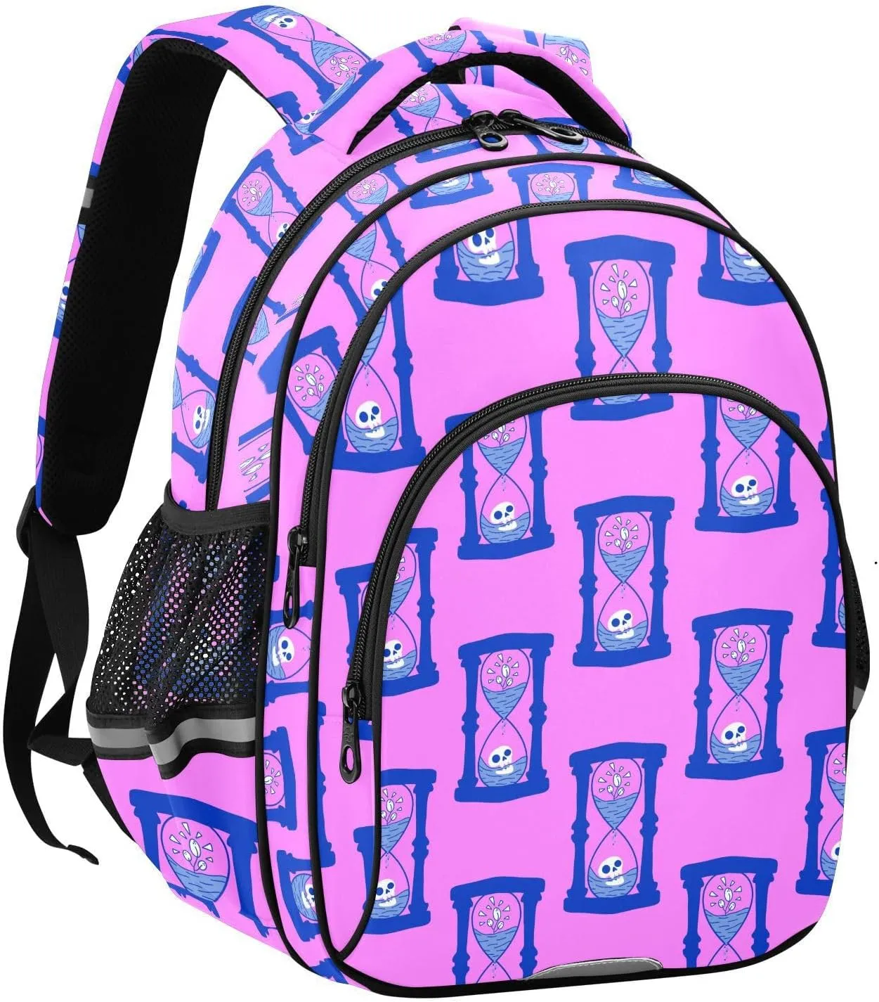 Emelivor Skull Hourglasses Pink Kids Backpack School Backpacks Toddler Backpack Bookbag Book Bag for Girls,S