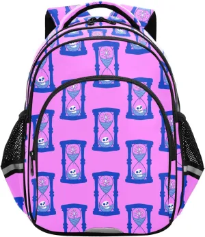 Emelivor Skull Hourglasses Pink Kids Backpack School Backpacks Toddler Backpack Bookbag Book Bag for Girls,S