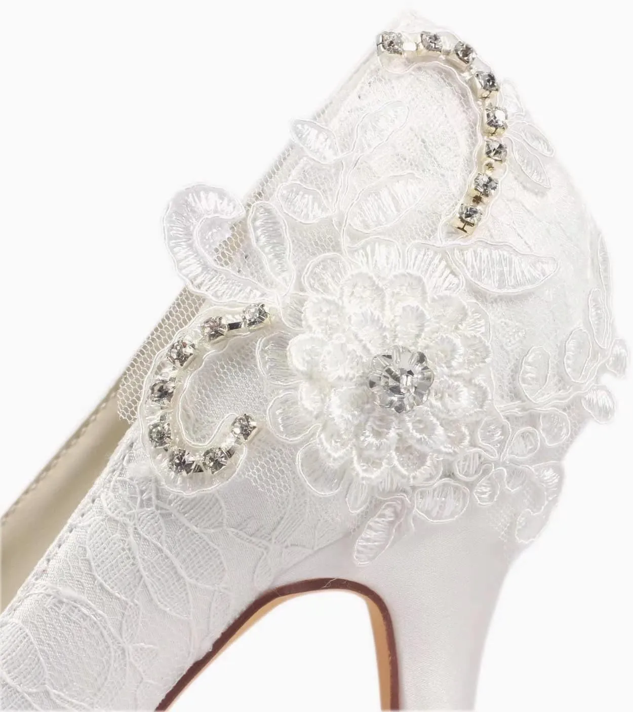 Emily Brida Lace Wedding Shoes Ivory Lace Peep Toe High Heel Bridal Shoes