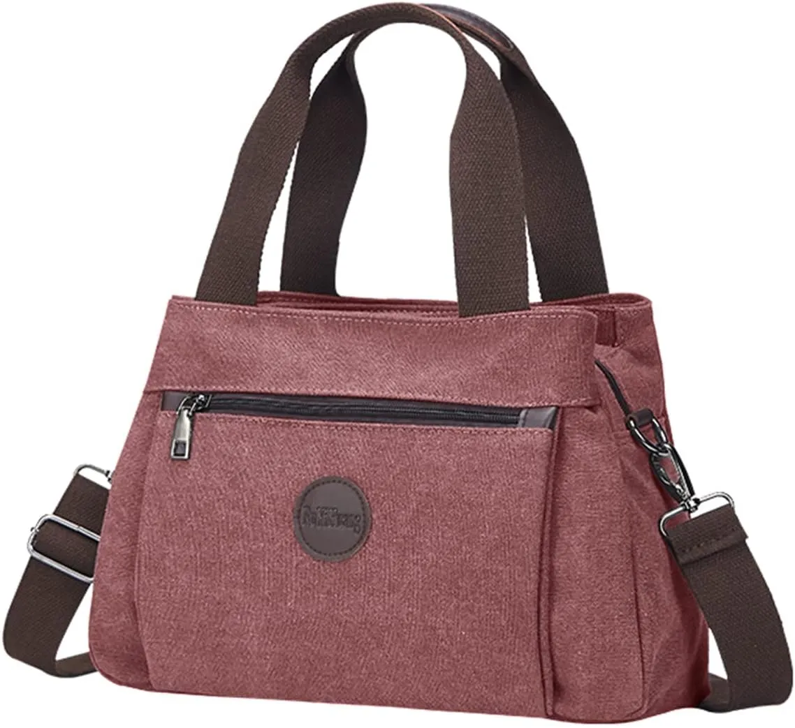 Emprier Women's Vintage Canvas Hobo Handbags Work Shoulder Crossbody Bag Tote Purses Multi-pocket Handbags