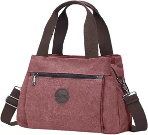 Emprier Women's Vintage Canvas Hobo Handbags Work Shoulder Crossbody Bag Tote Purses Multi-pocket Handbags
