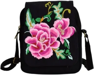 Ethnic Style Embroidered Crossbody Bag Small Canvas Shoulder Bag For Women