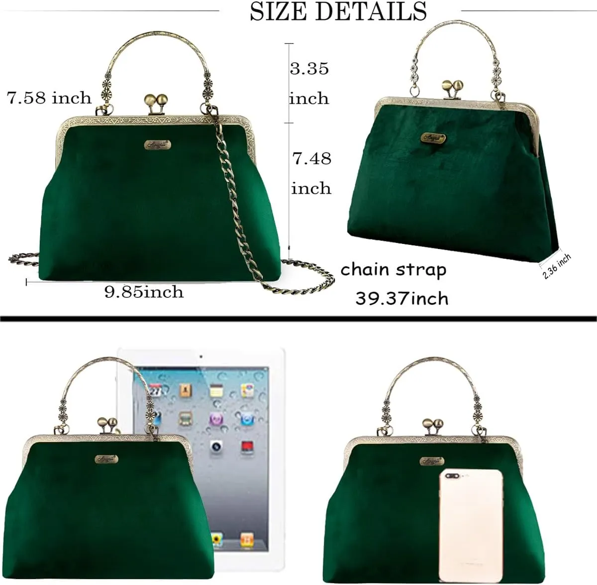 Evening Bag Vintage Purse Kiss Lock Purses and Handbags for Women Floral Canvas Handbag