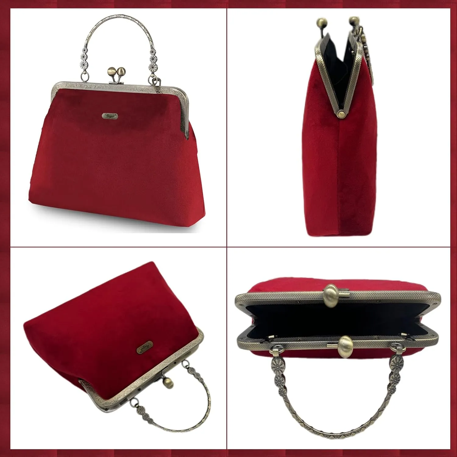 Evening Bag Vintage Purse Kiss Lock Purses and Handbags for Women Floral Canvas Handbag