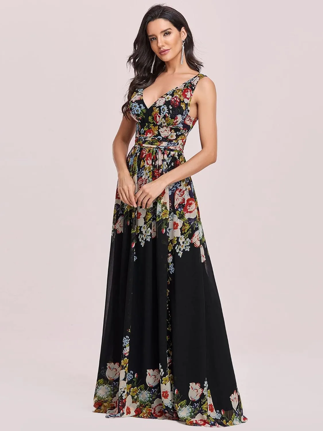 Ever-Pretty Womens Bridesmaid Dress V-Neck Sleeveless A Line Chiffon Floor Length Formal Dress 09016