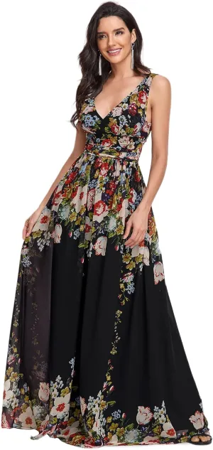 Ever-Pretty Womens Bridesmaid Dress V-Neck Sleeveless A Line Chiffon Floor Length Formal Dress 09016